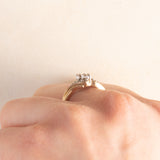 Anello vintage in oro giallo e bianco 9K con diamanti di taglio brillante (0.12ctw ca.), anni ‘70/‘80