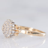 Anello a fiore vintage in oro giallo 9K con diamanti (0.18ctw ca.), anni ‘80