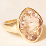 Anello da cocktail vintage in oro giallo 14K con morganite (10ct ca.), anni ‘70/‘80