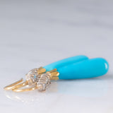 Orecchini pendenti vintage in oro giallo 14K con paste di turchesi e diamanti (0.60ctw ca.), anni ‘70