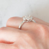 Anello a margherita vintage in platino con diamanti di taglio brillante (1.02ctw), anni ‘70/‘80