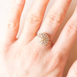 Anello a fiore vintage in oro giallo 9K e diamanti (0.25ctw ca.), anno 1994