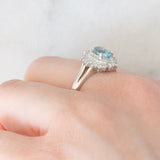 Anello ballerina vintage in platino con acquamarina (0.60ct) e diamanti (0.27ctw), anni ‘80