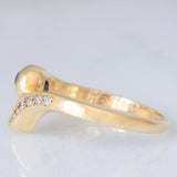 Anello a serpente vintage in oro giallo 14K con zaffiro e diamanti, anni ‘70