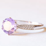 Anello vintage in oro bianco 9K con ametista (1.50ct ca.) e diamanti (0.04ctw ca.)
