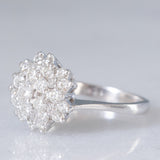 Anello a fiocco di neve in oro bianco 14K con diamanti di taglio brillante (1ctw ca.), anni ‘70/‘80