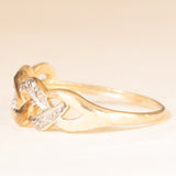 Anello “Keeper” (custode) vintage in oro giallo e bianco 9K con diamanti, anni ‘50/‘60