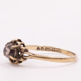 Anello da cocktail vintage in oro giallo 9K con quarzo fumé (0.50ct ca.), anno 1981