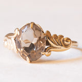 Anello vintage in oro giallo 9K con quarzo fumé (1.90ct ca.), anno 1979