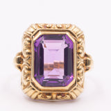 Anello da cocktail vintage in oro giallo 14K con ametista (4.60ct ca.), anni ‘70