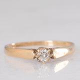 Solitario vintage in oro giallo 9K con diamante di taglio brillante (0.10ct ca.), anno 1989