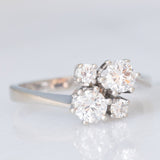 Anello vintage in oro bianco 14K con diamanti di taglio brillante (0.62ctw ca.), anni ‘70/‘80