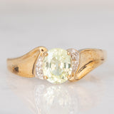 Anello moderno in oro giallo 9K con topazio verde (0.90ct ca.) e diamanti, anno 2007