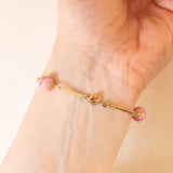 Bracciale vintage in oro giallo 8K con rodocrosite, anni ‘60