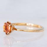 Solitario vintage in oro giallo 9K con zaffiro arancione sintetico (0.56ct)