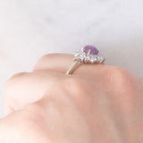 Anello a margherita vintage in platino con rubino (1.61ct) e diamanti (0.60ctw), anni ‘80/‘90