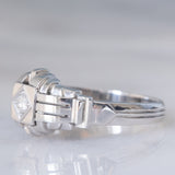 Solitario Art Déco in oro bianco 18K con diamante (0.10ct ca.), anni ‘30