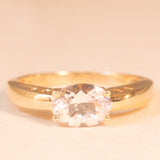 Solitario vintage in oro giallo 14K con morganite (1ct ca.), anni ‘80