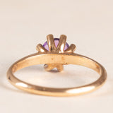 Solitario vintage in oro giallo 9K con ametista (0.60ct ca.), anni ‘60/‘70