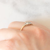Solitario Art Déco in oro giallo e bianco 14K con diamante, anni ‘20/‘30