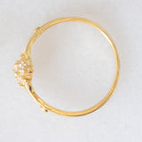 Anello a fiore vintage in oro giallo 14K con diamanti di taglio brillante (0.09ctw ca.), anni ‘60/‘70