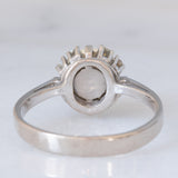 Anello a margherita vintage in oro bianco 14K con perla bianca e diamanti di taglio brillante (0.20ctw ca.), anni ‘60