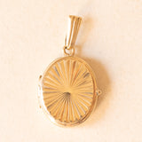 Ciondolo portafoto ovale vintage con lamina in oro giallo 9K su metallo, anni ‘70