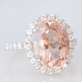 Anello a margherita vintage in platino con morganite (5.20ct) e diamanti (0.85ctw), anni ‘2000