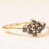 Anello vintage in oro giallo 9K con zaffiri (0.45ctw ca.), anno 1982