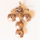 Ciondolo massonico vintage con lamina in oro giallo 9K su argento a forma di sfera e apribile con sei piramidi e disegni incisi