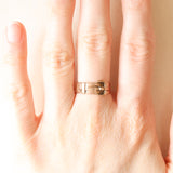 Anello antico vittoriano a forma di cintura con fibbia in oro giallo 9K, anno 1891-1892