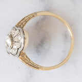 Anello antico in oro giallo 18K e argento con diamanti di taglio rosetta, primi del ‘900
