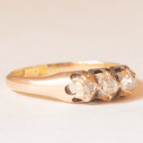 Trilogy antico in oro giallo 14K con diamanti di taglio rosetta (0.20ctw ca.), anni ‘20/‘30