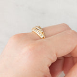 Anello a fascia vintage in oro giallo 18K con diamanti di taglio brillante (1ctw ca), anni ‘70