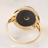 Anello Art Déco in oro giallo 14K con onice e diamante, anni ‘30