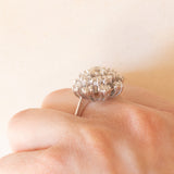Anello a fiocco di neve vintage in oro bianco 18K con diamanti di taglio brillante (2ctw ca.), anni ‘60/‘70