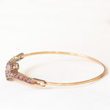 Braccialetto vintage con serpenti stilizzati in oro giallo 8K con granati (4ctw ca.), anni ‘60