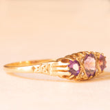 Anello vintage in oro giallo 9K con ametiste (0.50ctw ca.) e diamanti, anno 1990