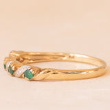 Veretta vintage in oro giallo 9K con smeraldi (0.25ctw ca.) e diamanti (0.03ctw ca.), anni ‘70/‘80