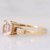 Anello da cocktail vintage in oro giallo 8K con morganite (1.50ct ca.) e diamanti