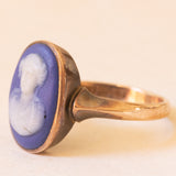 Anello vintage in oro giallo 9K con jasperware, anni ‘60/‘70