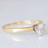 Solitario vintage in oro giallo 14K con diamante di taglio brillante (0.53ct ca.), anni ‘80/‘90
