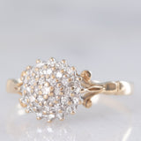 Anello a fiore vintage in oro giallo 9K con diamanti (0.18ctw ca.), anni ‘80