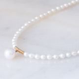 Collana vintage in oro giallo 18K con perle bianche, anni ‘70