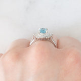 Anello ballerina vintage in platino con acquamarina (0.60ct) e diamanti (0.27ctw), anni ‘80