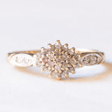 Anello vintage in oro giallo e bianco 9K con diamanti (0.15ct ca.), anni ‘70