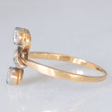 Toi et Moi Art Nouveau in oro giallo 14K con diamanti di taglio vecchia Europa (0.24ctw ca.) e diamanti di taglio rosetta, anni ‘20