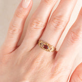Anello vintage in oro giallo 9K con granato (0.40ct ca.), anno 1993