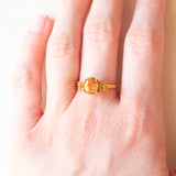 Anello vintage in oro giallo 9K con quarzi citrini (1ctw ca.), anno 2001