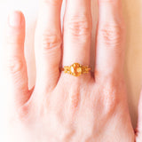 Anello vintage in oro giallo 9K con quarzi citrini (1ctw ca.), anno 2001